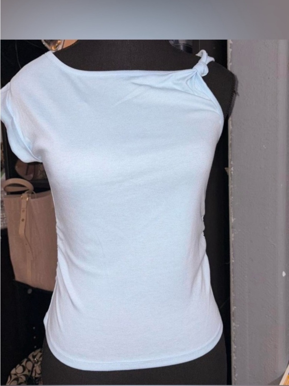 Cotton On One-Shoulder Knot Tank Top - Pale Blue